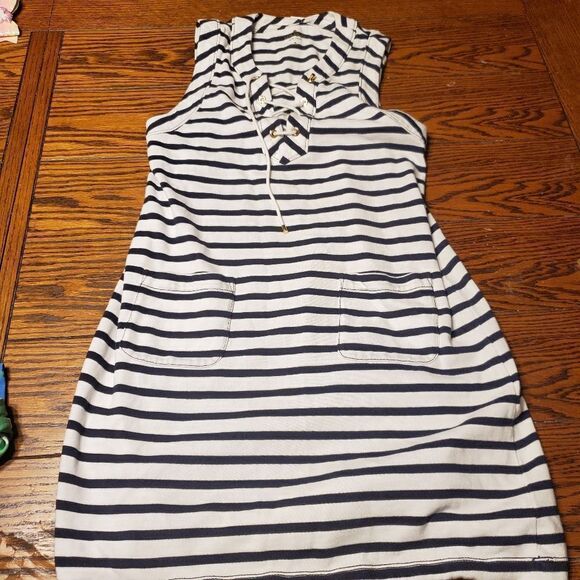Kate Spade striped cotton Jersey lace up dress Med - Picture 2 of 6